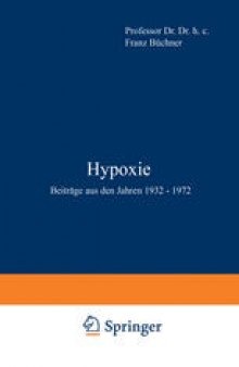 Hypoxie: Beiträge aus den Jahren 1932 – 1972