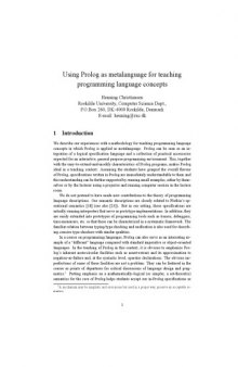 Using Prolog as metalanguage for teaching programming language concepts