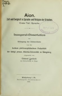 Aion - Zeit und Ewigkeit in Sprache und Religion der Griechen (Dissertation)
