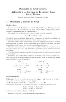 Dimensión de Krull explícita. Aplicación a los teoremas de Kronecker, Bass, Serre y Forster