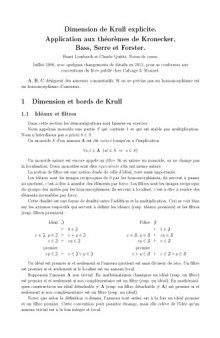 Dimension de Krull explicite. Application aux théorèmes de Kronecker, Bass, Serre et Forster