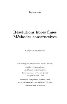 Résolutions libres finies: Méthodes constructives