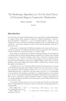 The Buchberger Algorithm as a Tool for Ideal Theory of Polynomial Rings in Constructive Mathematics