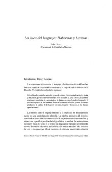 La ética del lenguaje Habermas y Levinas