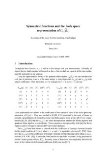 Symmetric functions and the Fock space representation of Uq(sln) (Lectures at the Isaac Newton Institute, Cambridge)