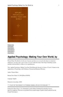 Applied Psychology: Making Your Own World
