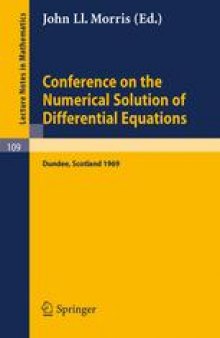 Conference on the Numerical Solution of Differential Equations: Held in Dundee/Scotland, June 23–27, 1969