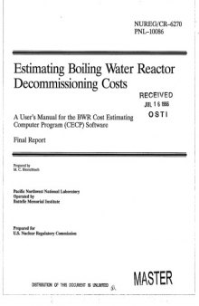 Estimating BWR Decommissioning Costs