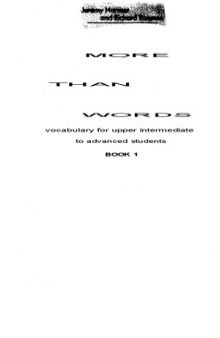More than words  vocabulary for upper intermediate to advanced students