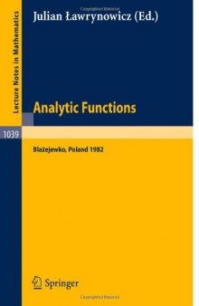 Analytic functions. Blazejewko 1982. Proceedings of a conference