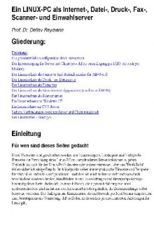 Ein LINUX-PC als Internet-, Datei-, Druck-, Fax-, Scanner- und Einwahlserver