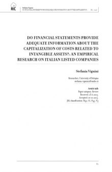 DO FINANCIAL STATEMENTS PROVIDE ADEQUATE INFORMATION ABOUT THE CAPITALIZATION OF COSTS RELATED TO INTANGIBLE ASSETS?: AN EMPIRICAL RESEARCH ON ITALIAN LISTED COMPANIES