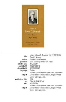 Letters of Louis D. Brandeis, Volume 2