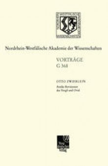 Antike Revisionen des Vergil und Ovid: 427. Sitzung am 15. März 2000 in Düsseldorf