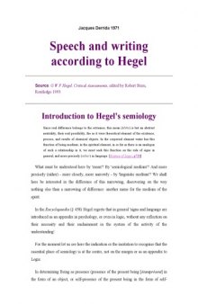 Speech and writing according to Hegel