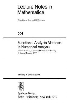 Functional Analysis Methods in Numerical Analysis: Special Session, American Mathematical Society