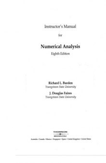 Instructor's Manual for Numerical Analysis 8th ed.