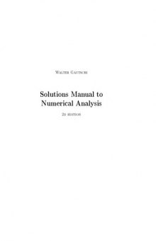 Instructor's Solutions Manual to Numerical Analysis