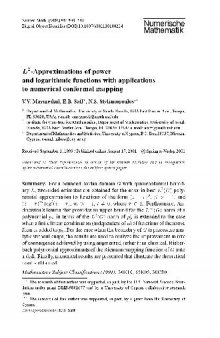 L2-Approximations of power and logarithmic functions with applications to numerical conformal mapping