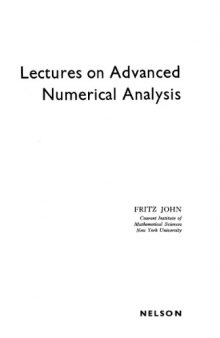Lectures on Advanced Numerical Analysis