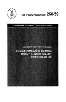 Standard Reference Materials: ELECTRON PARAMAGNETIC RESONANCE INTENSITY STANDARD: SRM 2601; DESCRIPTION AND USE