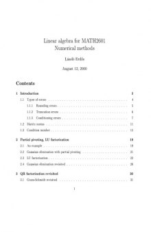 Linear algebra for MATH2601: Numerical methods [Lecture notes]