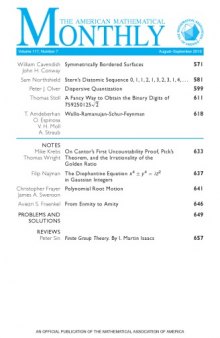 American Mathematical Monthly, volume 117, August September 2010