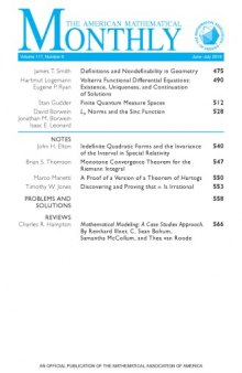 American Mathematical Monthly, volume 117, June July 2010