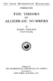 The Theory of Algebraic Numbers 