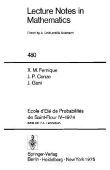 Ecole d'Ete de Probabilites de Saint-Flour IV-1974