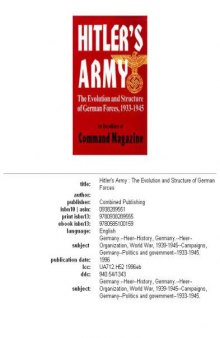 Hitler's army: the evolution and structure of German forces
