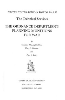 The Ordnance Department : planning munitions for war