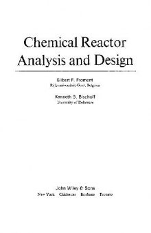 Chemical Reactor Analysis and Design