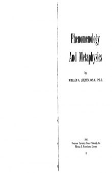 Phenomenology and metaphysics,