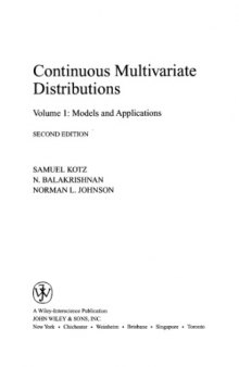 Continuous multivariate distributions. Vol. 1, Models and applications
