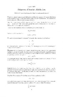 Uniqueness of invariant distributions