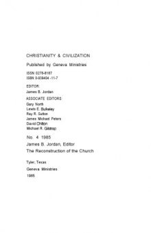 The Reconstruction of the Church (Christianity & Civilization #4)