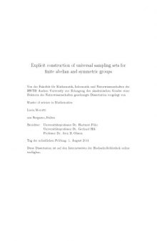 Explicit construction of universal sampling sets for finite abelian and symmetric groups