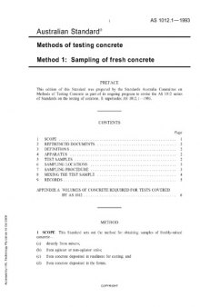 Methods of testing concrete. Methods 1. Sampling of fresh concrete