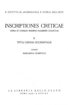 Inscriptiones Creticae, Vol. II Tituli Cretae Occidentalis