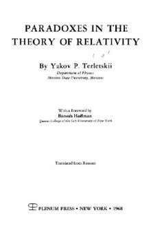 Paradoxes in the theory of relativity, 