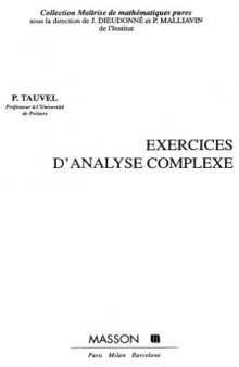 Exercices d'analyse complexe