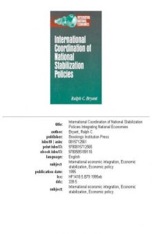International coordination of national stabilization policies