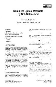 Nonlinear Optical Materials by Sol-Gel Method