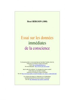 Essai sur les données immédiates de la conscience