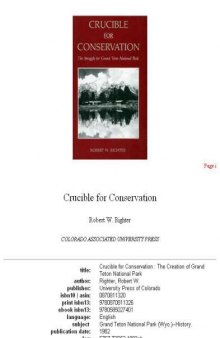 Crucible for conservation: the creation of Grand Teton National Park