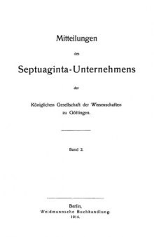 Verzeichnis der griechischen Handschriften des Alten Testaments