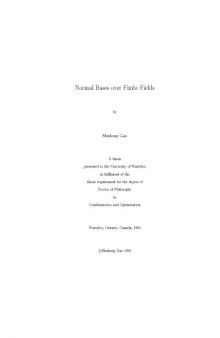 Normal Bases over Finite Fields [PhD thesis]