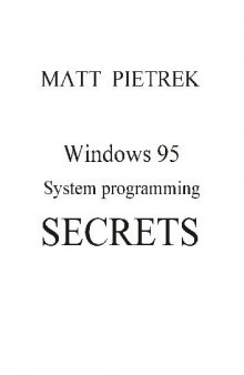 Windows 95 System Programming Secrets
