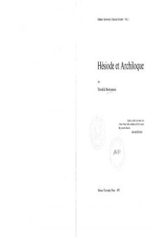 Hesiode Et Archiloque